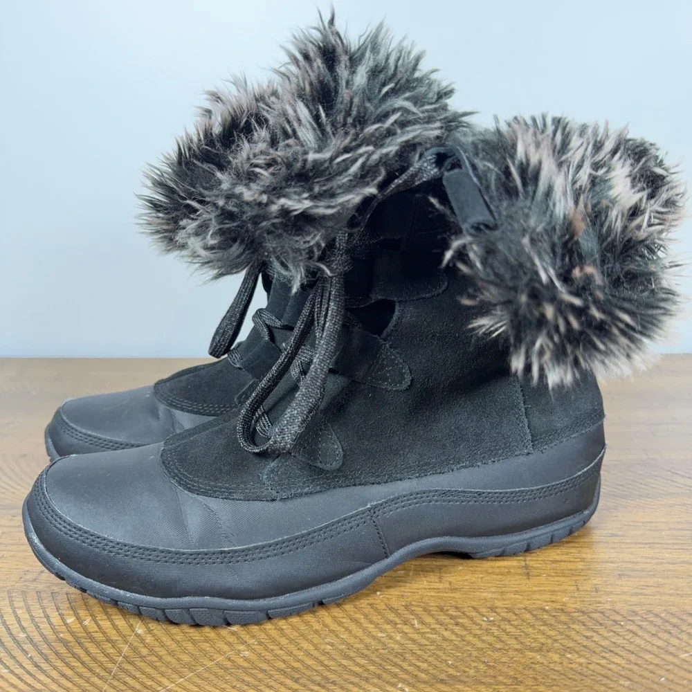 The North Face Boots Womens 10 Black Nuptse Purna Insulated Fur Winter Snow